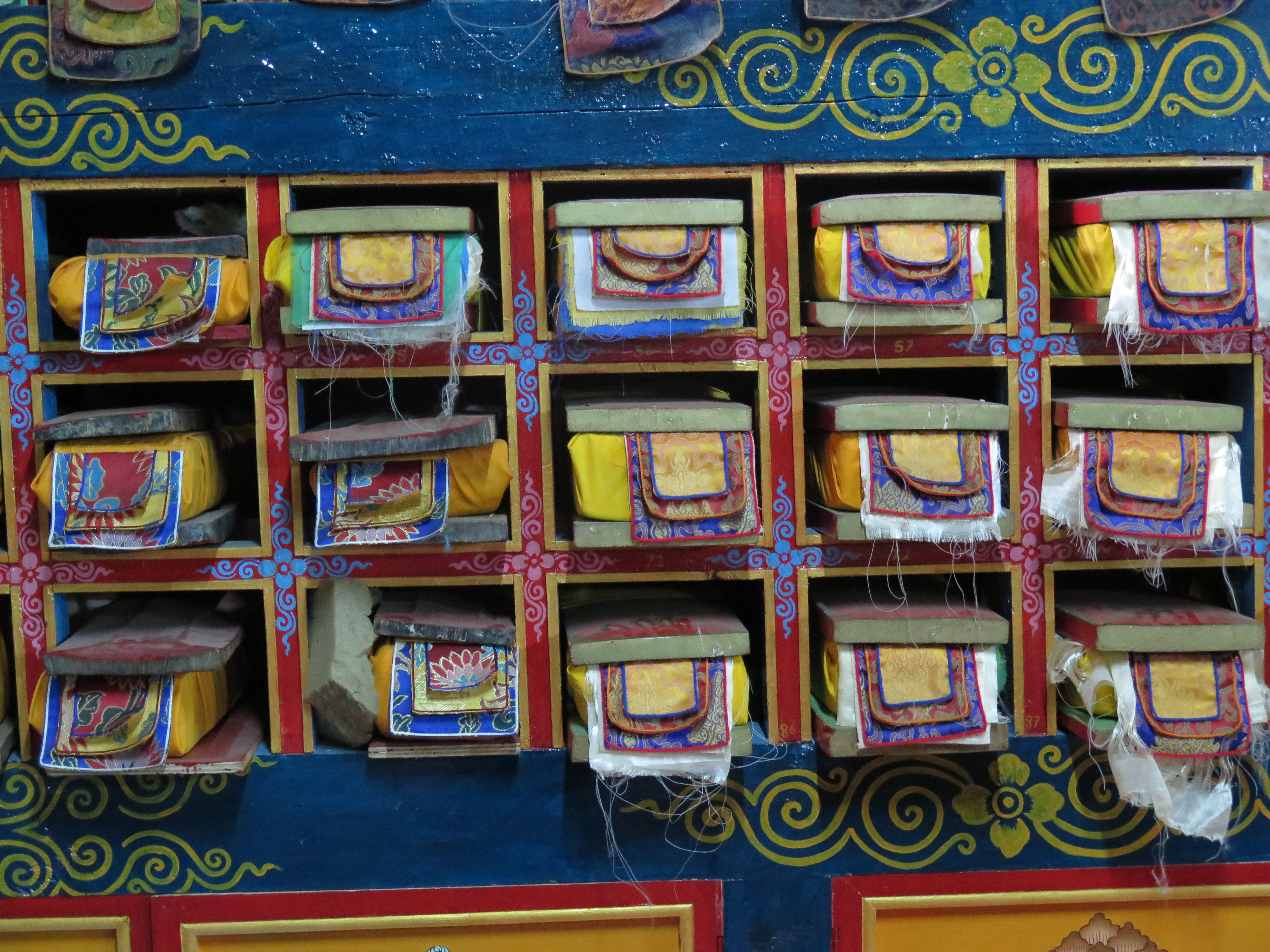 Boxes of ancient papers Khumjung Manastery Nepal